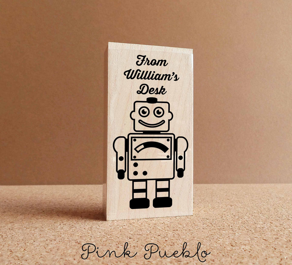 Robot Personalized Custom Rubber Stamp, From the Desk of – PinkPueblo